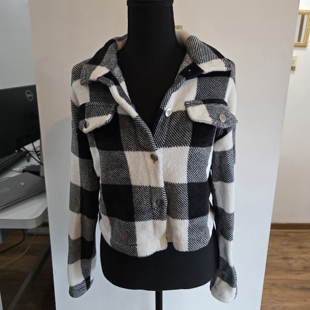 Plaid Black and White Women's Jacket